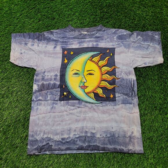 Vintage 1994 Celestial Sun Moon AOP T-Shirt Mens Large Single Stitch Cosmic 90s - Picture 1 of 11